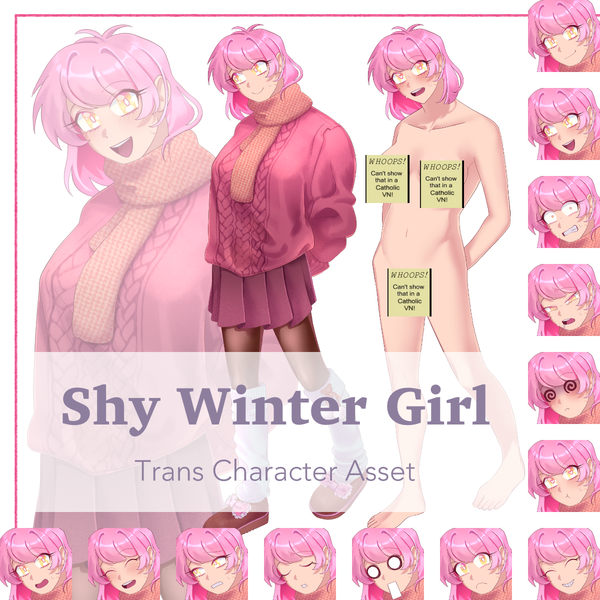 Shy Winter Girl - Visual Novel Sprite