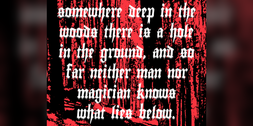 Cover image for somewhere deep in the woods there is a hole in the ground, and so far neither man nor magician knows what lies below.
