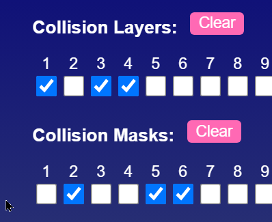 Godot Collision Layer/Mask Calculator
