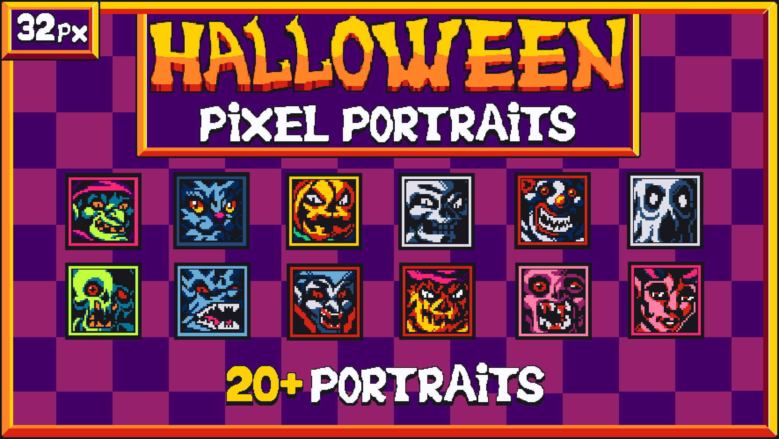 Halloween Pixel Portraits | 20+ Portraits 32px