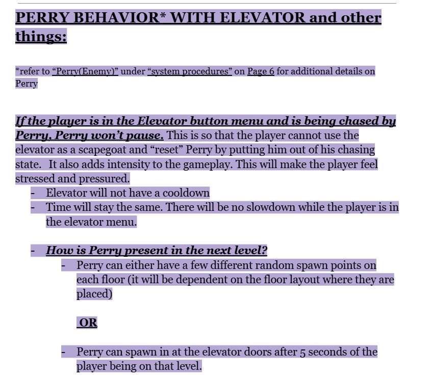 Perry behavior with Elevator