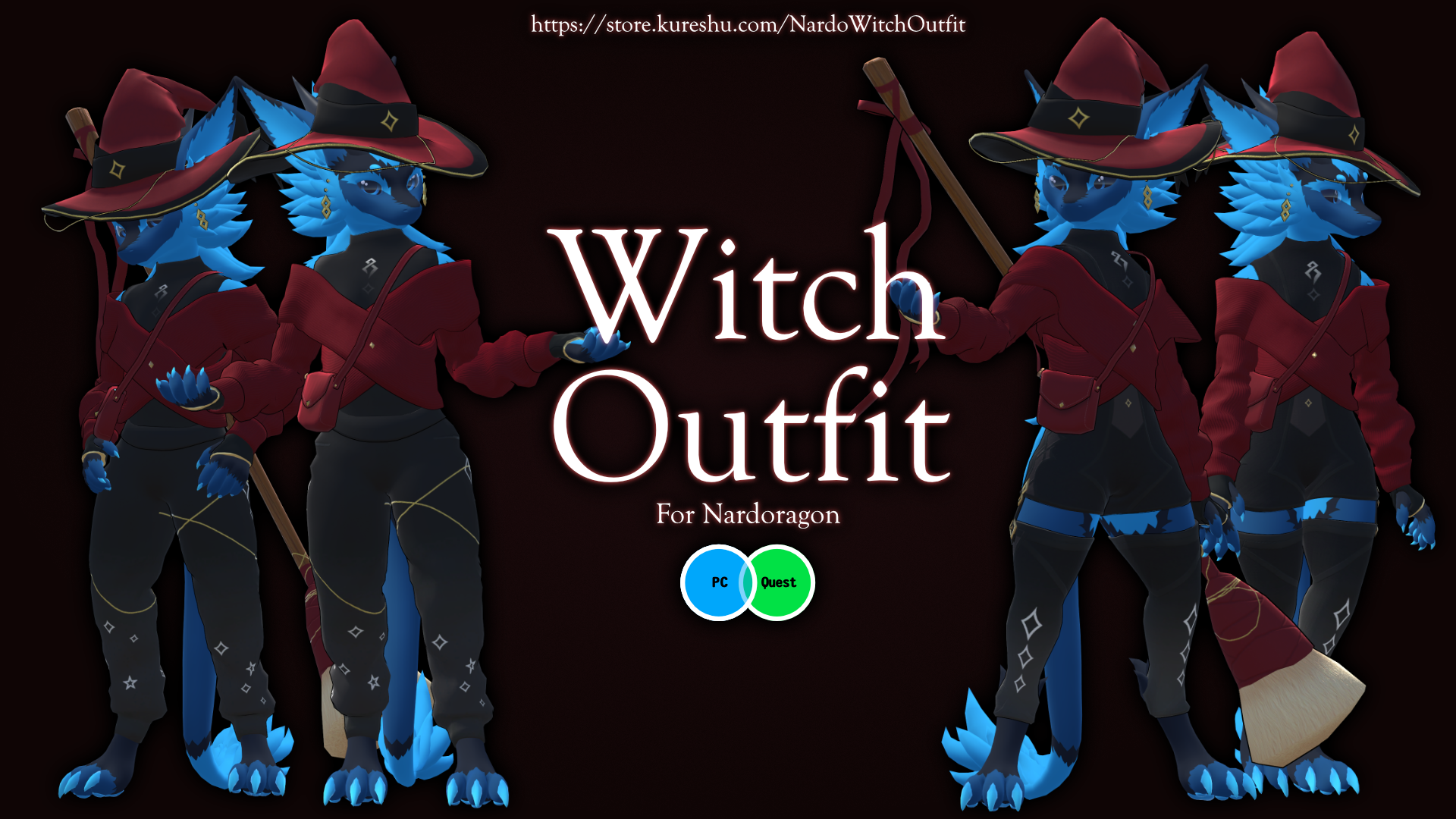 Nardoragon Halloween Witch Outfit (VRChat PC and Quest Compatible)