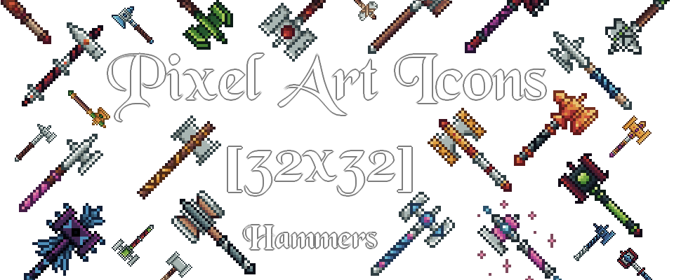 Pixel Art Hammers - Icons