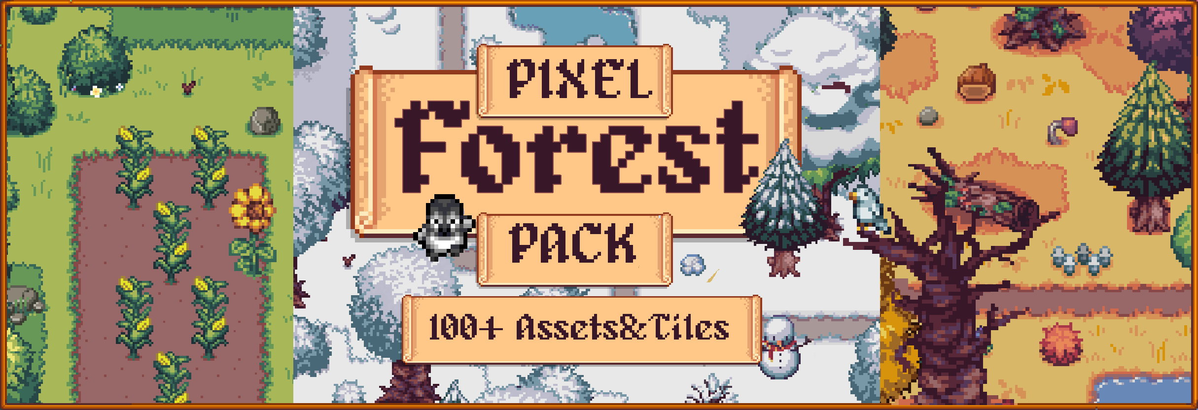 Pixel Art Forest Asset Pack + Tileset Top Down