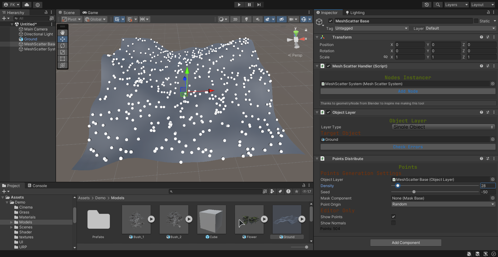 MeshScatter Component Based (Unity Plugin)