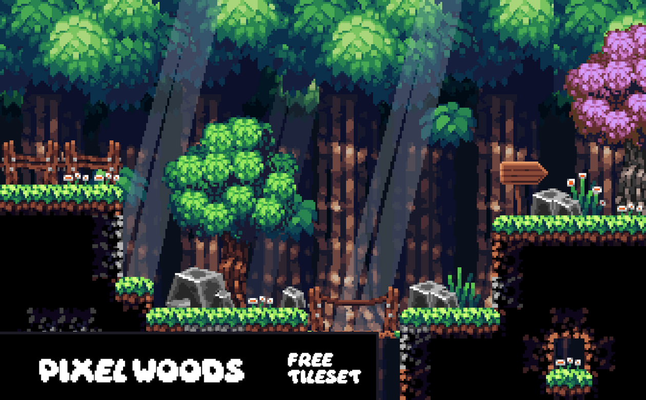 Pixel Woods - Free Platformer Tileset