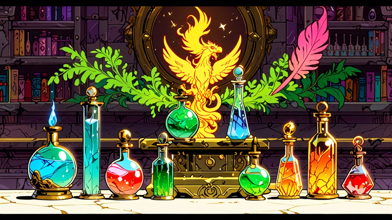 2D Mystical Potions & Fantasy Items Asset Pack – Flat Anime Retro Style Game Assets