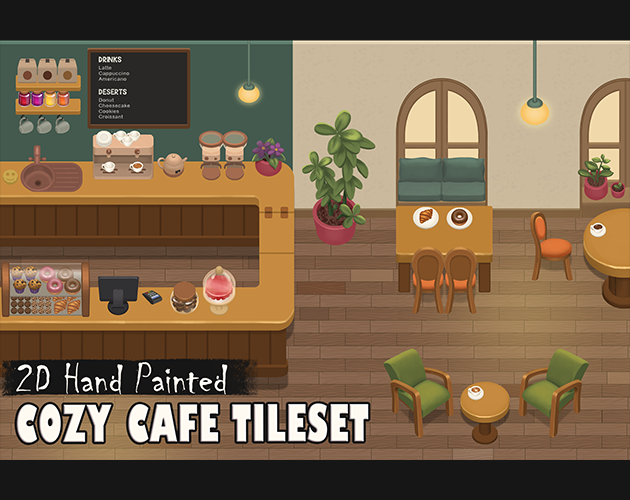 Hand-Painted 2D Cozy Cafe