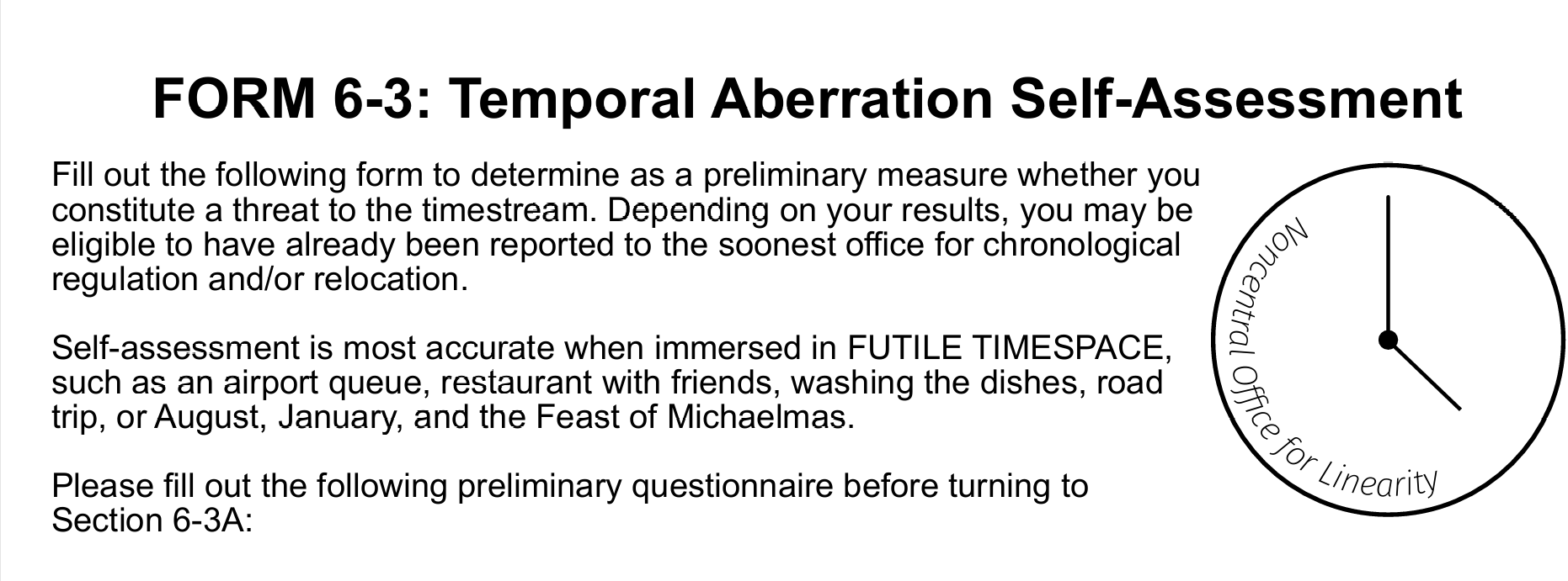 Temporal Aberration Self-Assessment Form