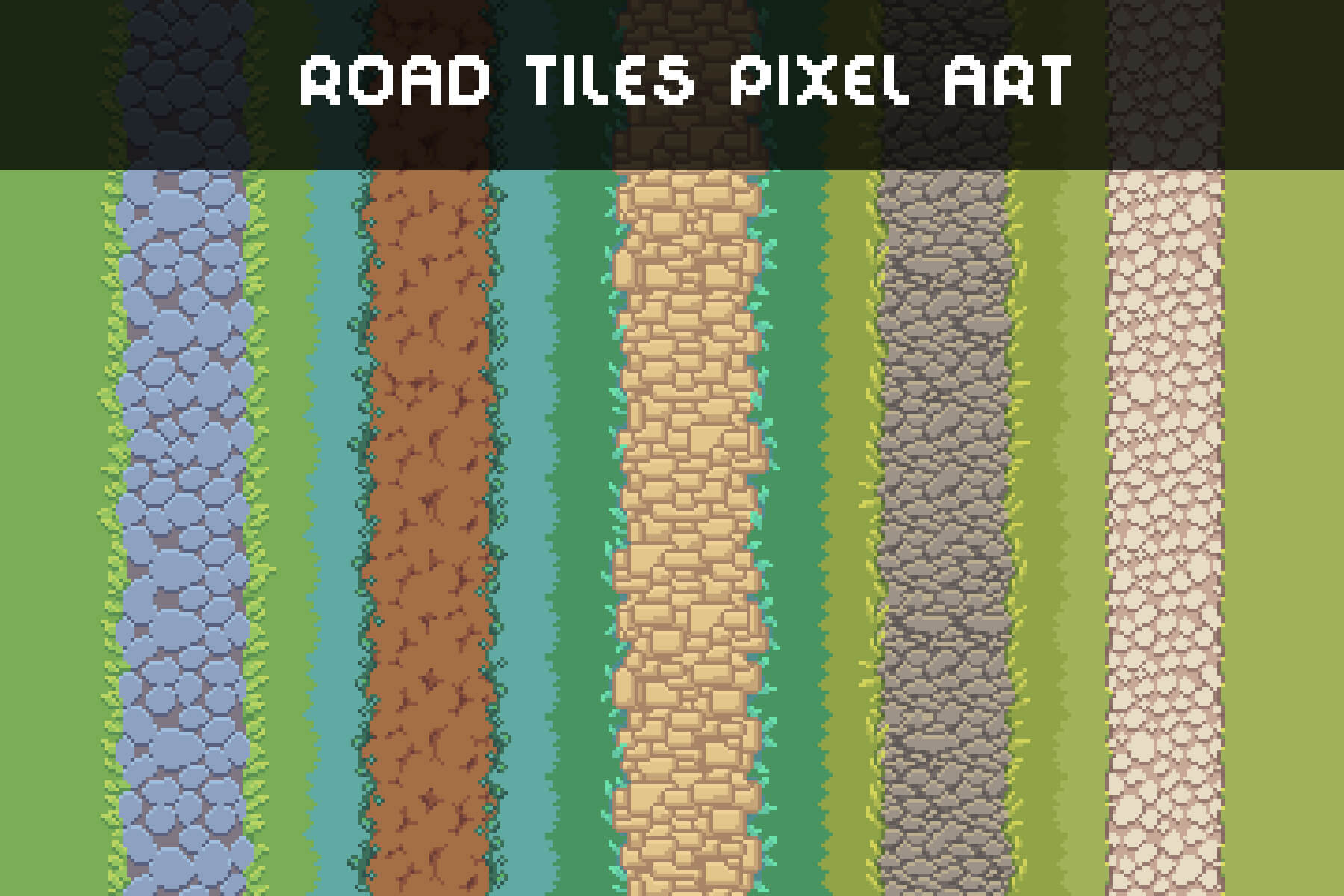 Pixel Path and Road Top-Down Tileset by Free Game Assets (GUI, Sprite ...