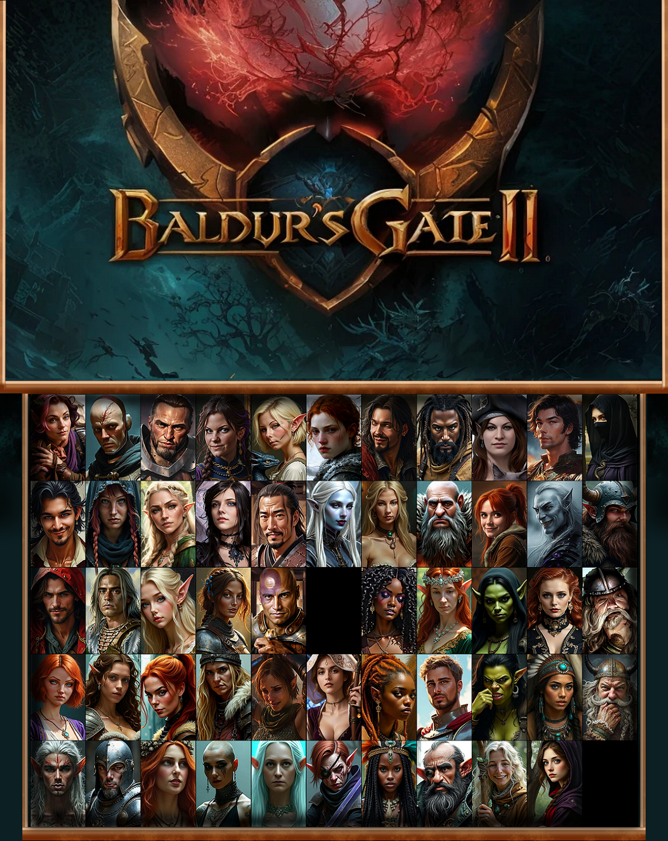 Portrait Baldur's Gate 2 réaliste enhance édition IA modifié et nouveau