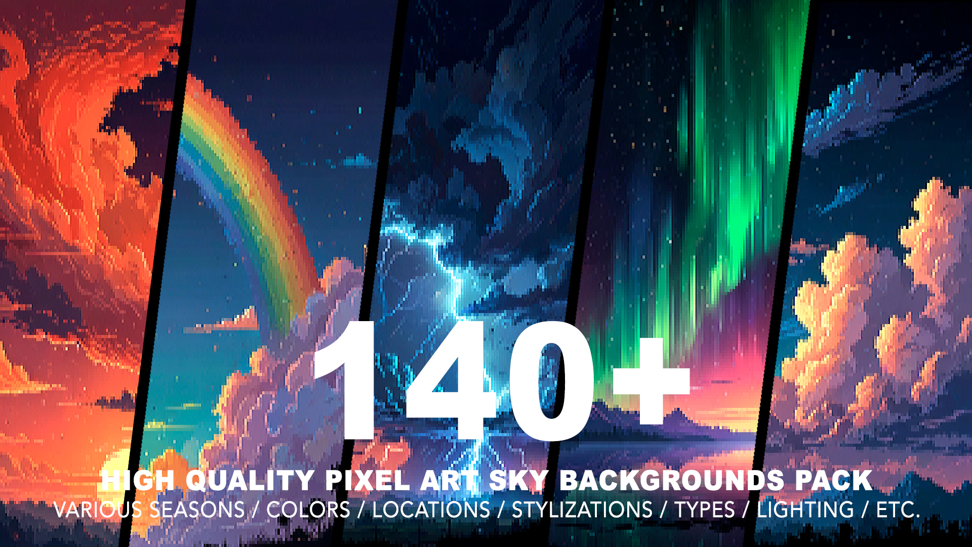 140+ SKY PIXEL ART BACKGROUNDS