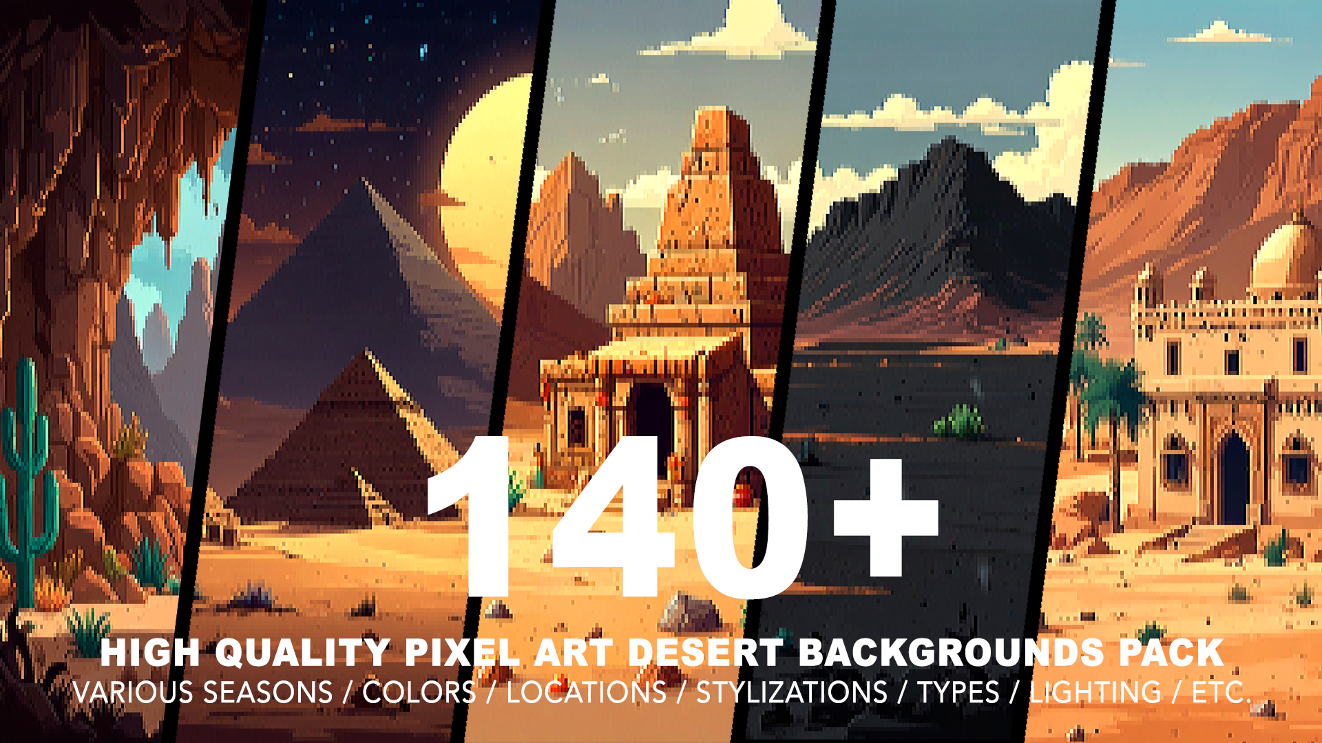 140+ DESERT PIXEL ART BACKGROUNDS