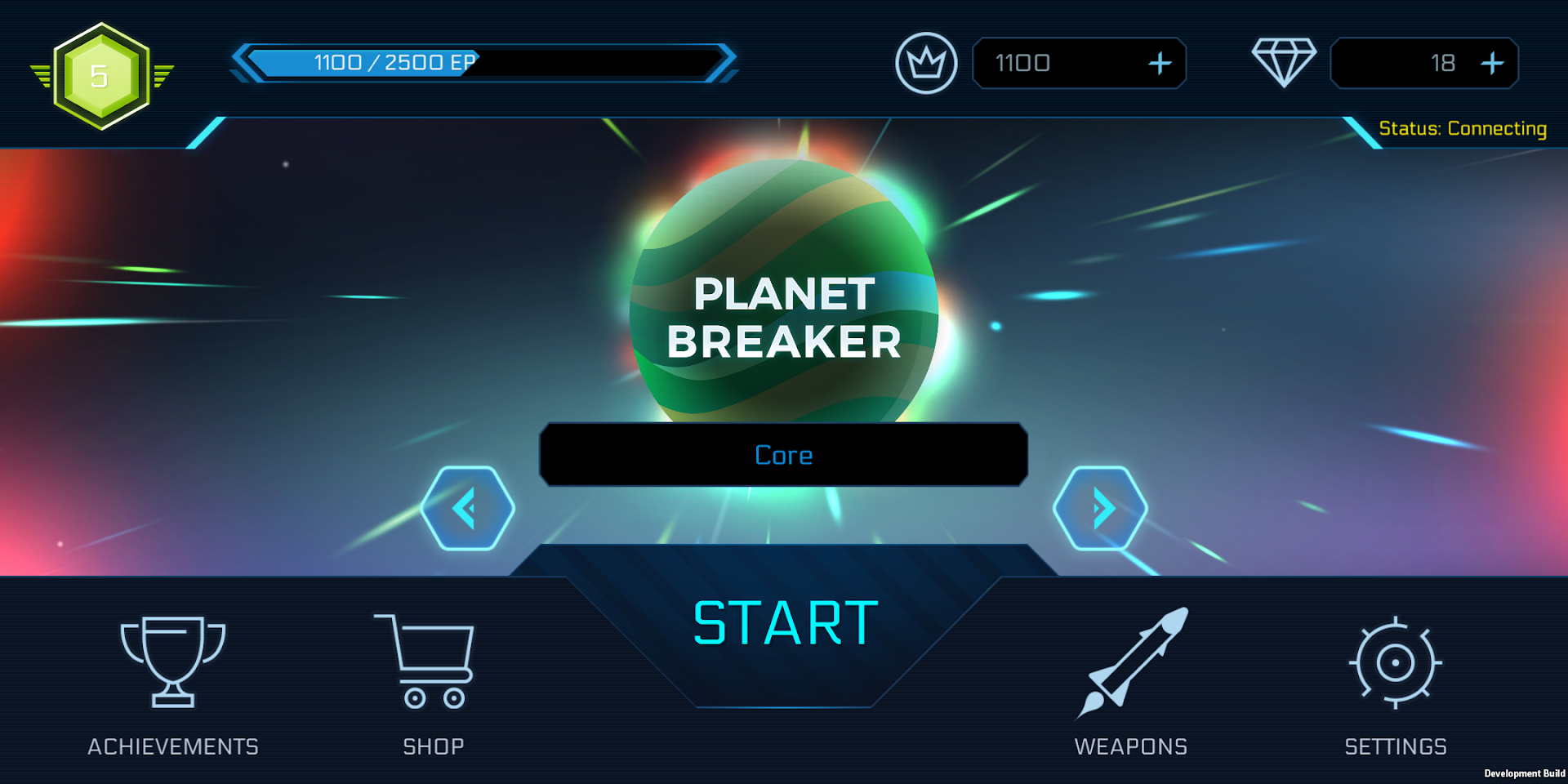 Planet Breakers mainscreen