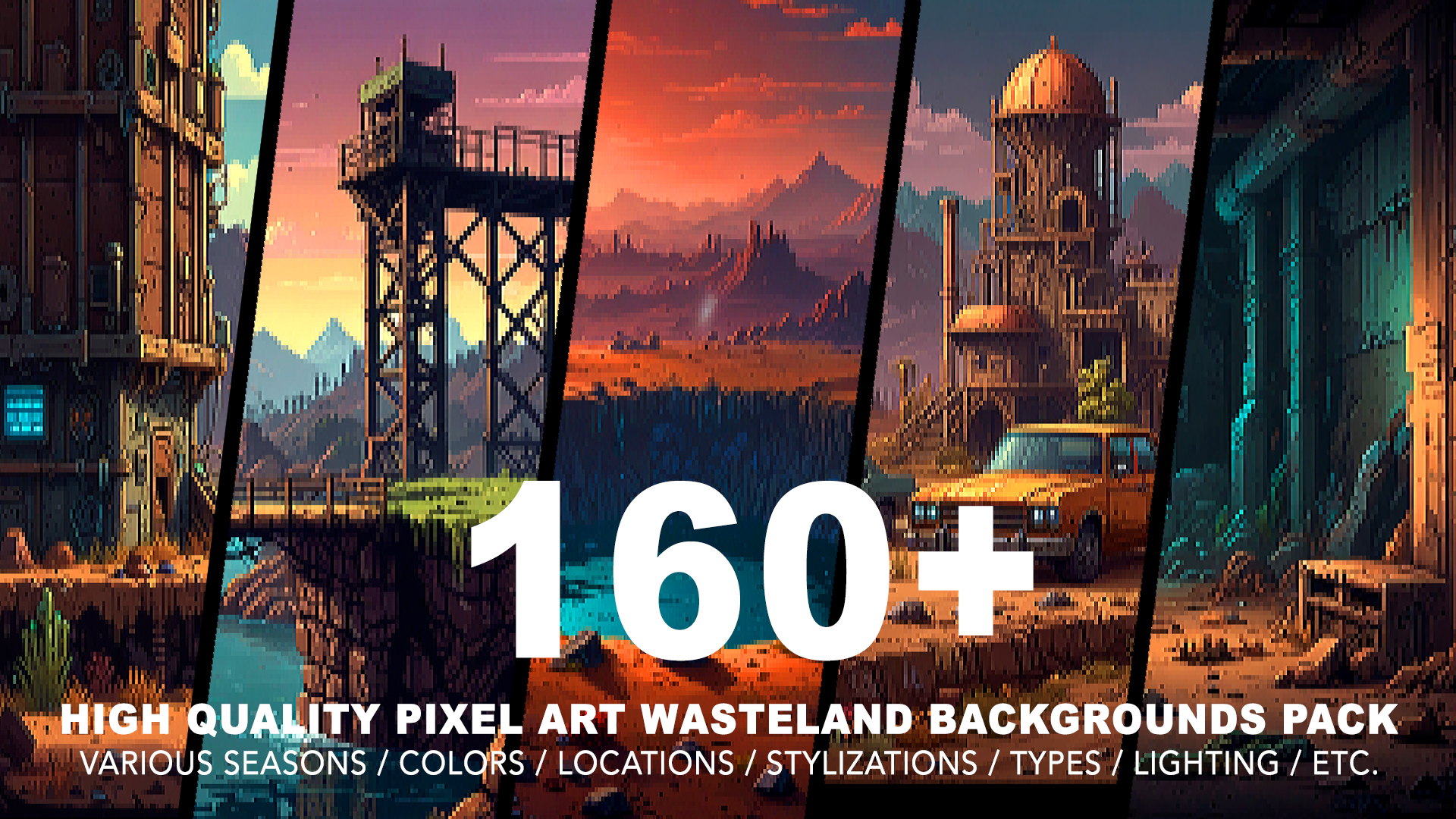 160+ WASTELAND PIXEL ART BACKGROUNDS