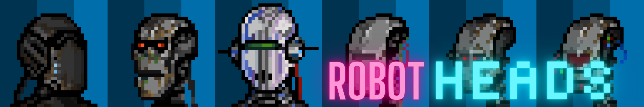 35 Animated Robot Heads Bundle (32x32)