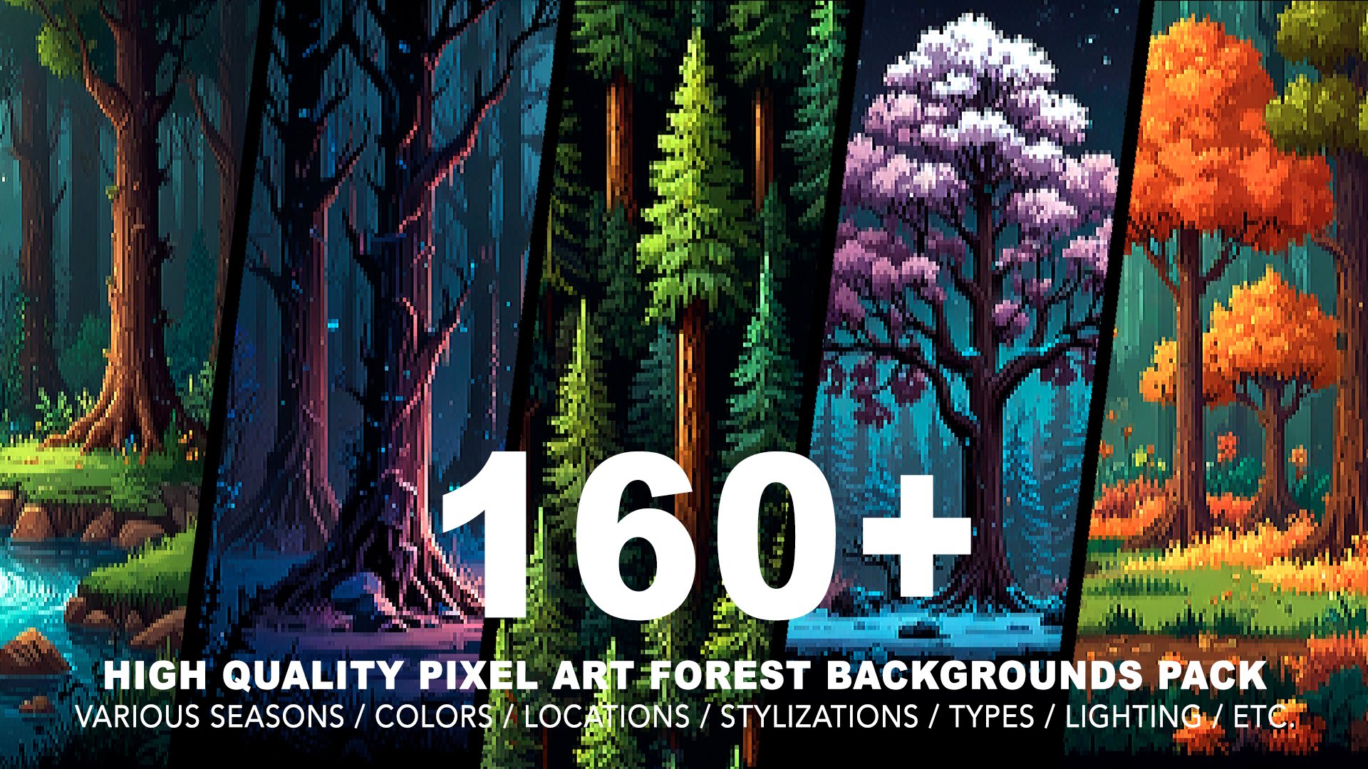 160+ FOREST PIXEL ART BACKGROUNDS