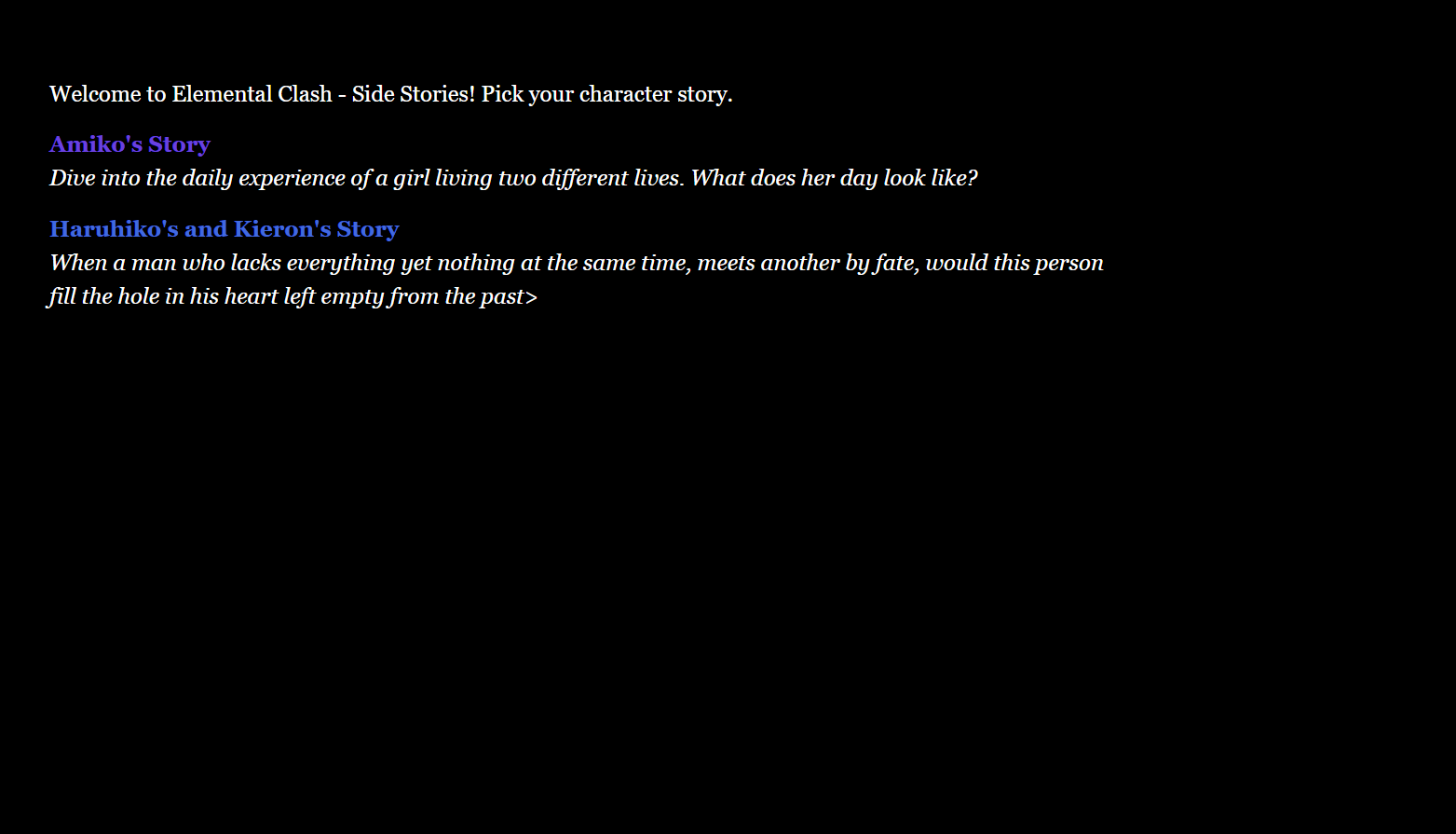 Elemental Clash - Side Stories