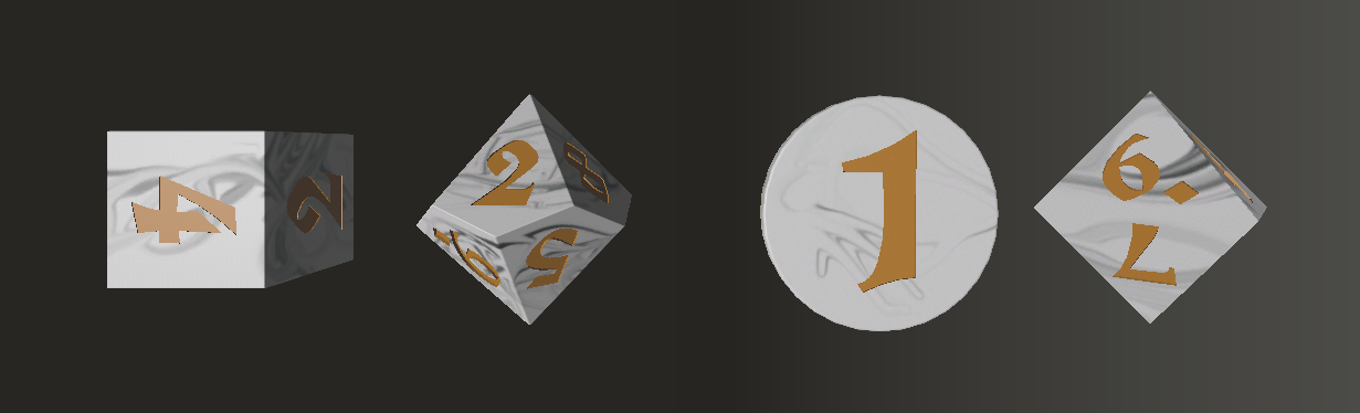 Low Poly 3D Dice Set [D2, D6, D8, D10]