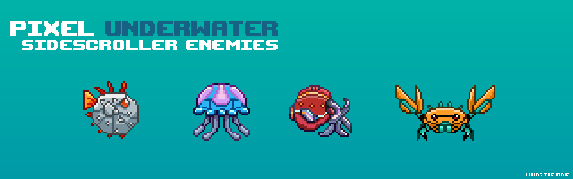 Pixel Underwater  Sidescroller Enemies