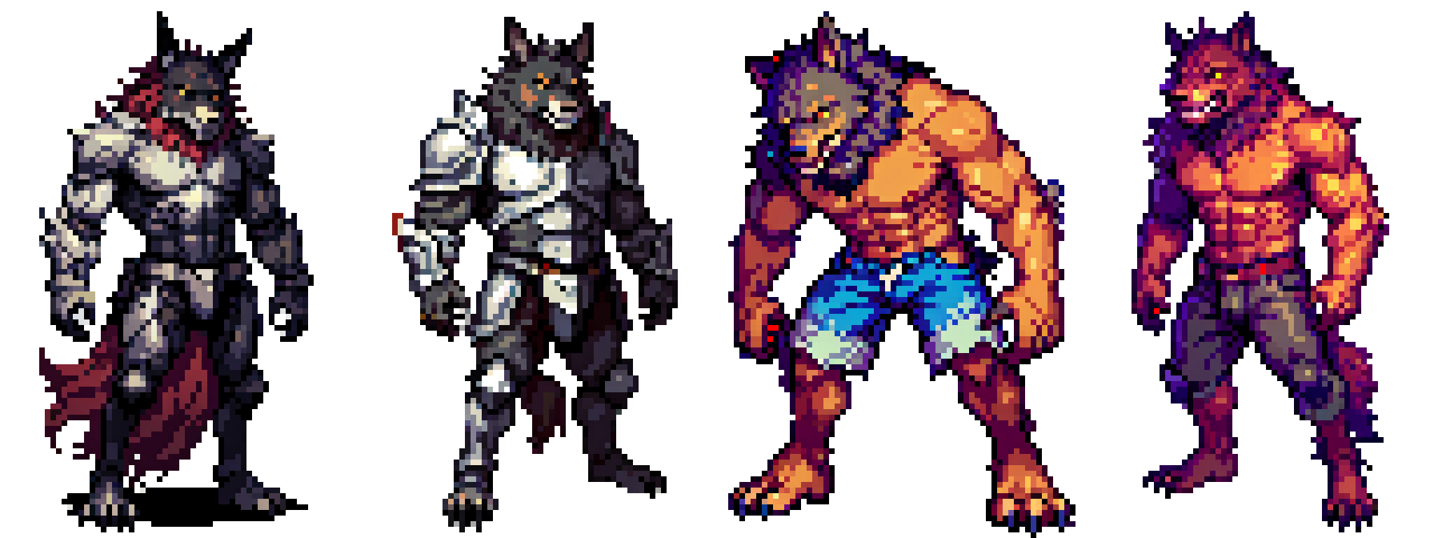 Werewolf Pixel Pack - 20 Fantasy Werewolves