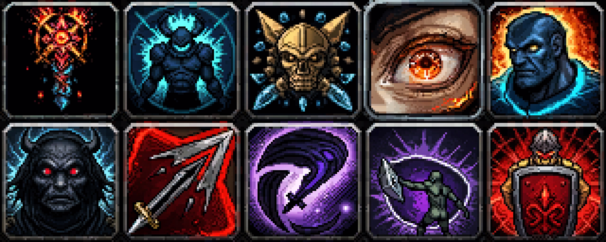 Pixel Skill Icons Pack: 250 Warrior Abilities