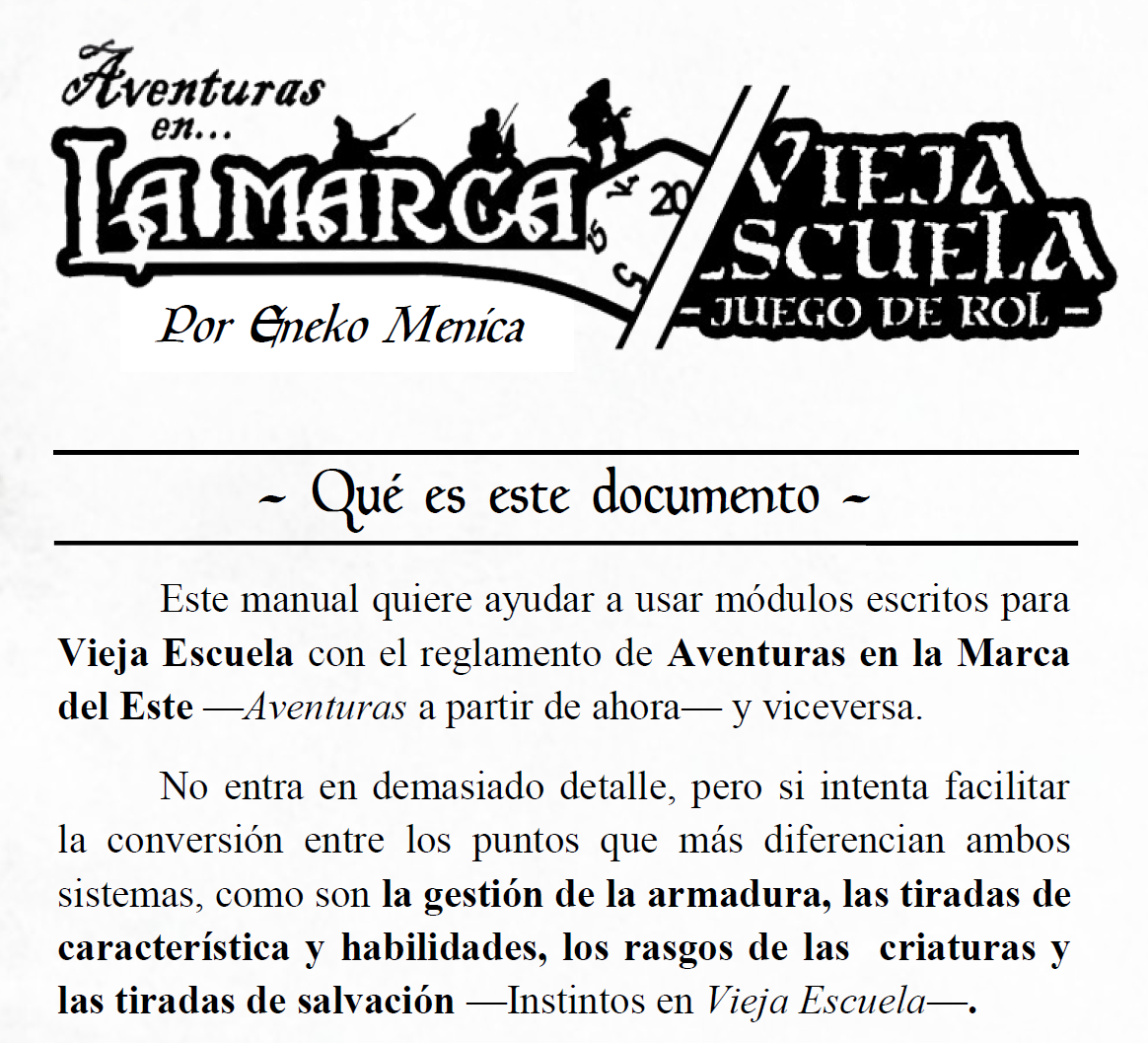Cover image for Conversor Aventuras en la Marca del Este y Vieja Escuela