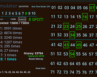 Keno Simulator - 1,000,000 MAX