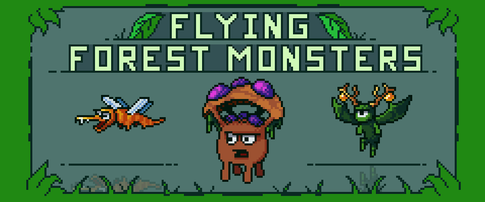 Flying Forest Monsters 2D Pixel Art