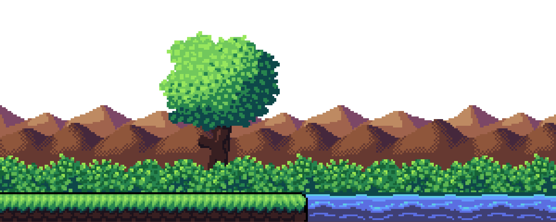 Simple 16x16px tilesets + background assets: Forest