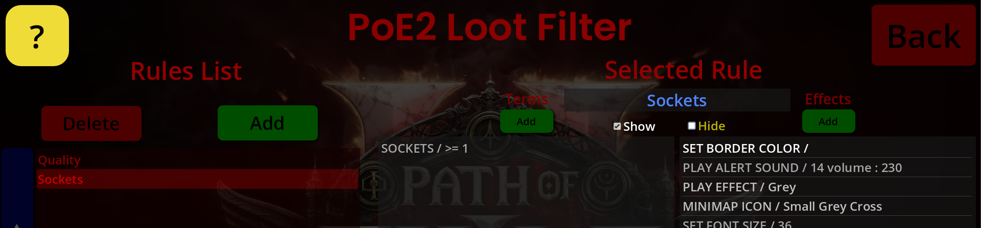 PoE2 Loot Filter Editor