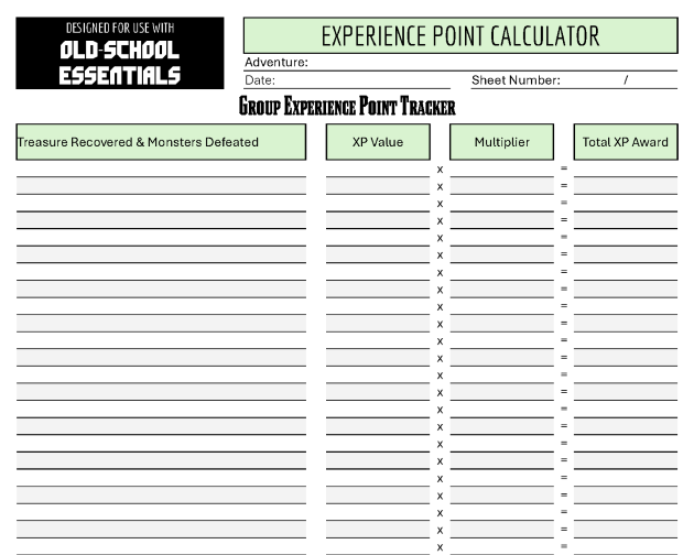 Cover image for Old School Essentials — Experience Point Calculator