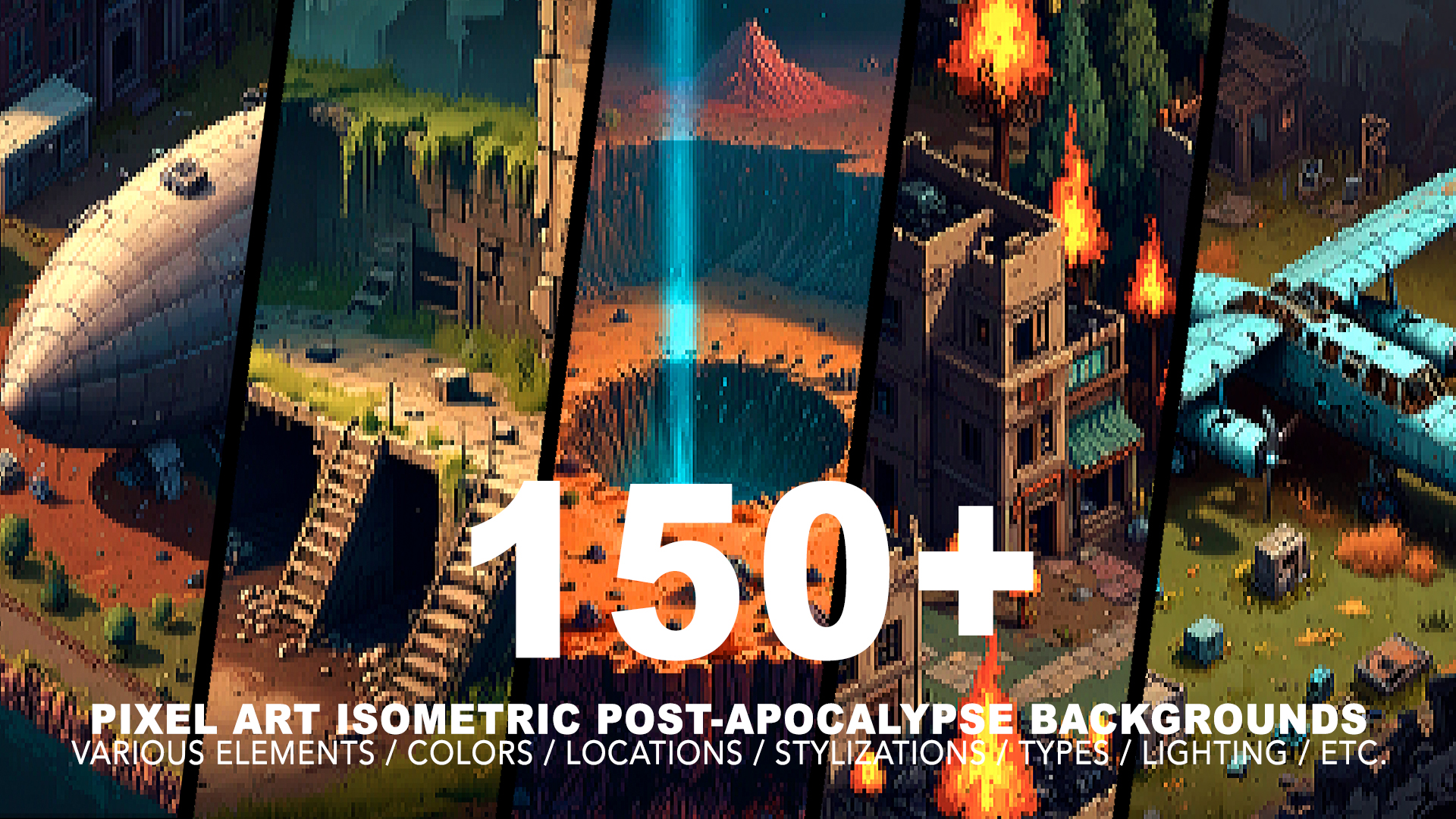 150+ POST-APOCALYPSE ISOMETRIC BACKGROUNDS