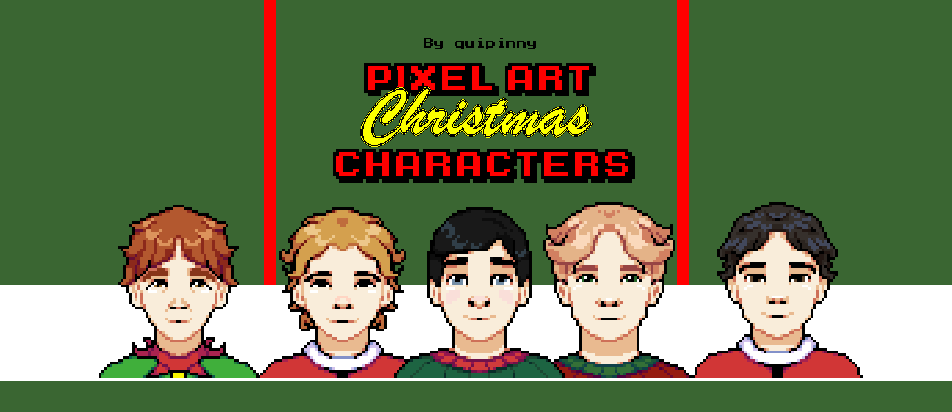 15 Pixel Art Christmas Characters 64x64