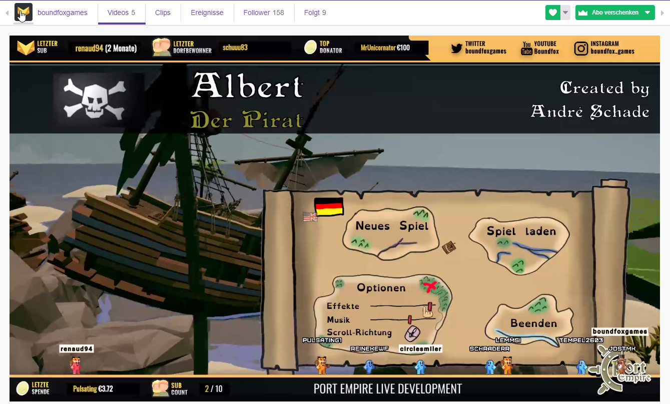 "Albert - The Pirate" live @boundfox on Twitch