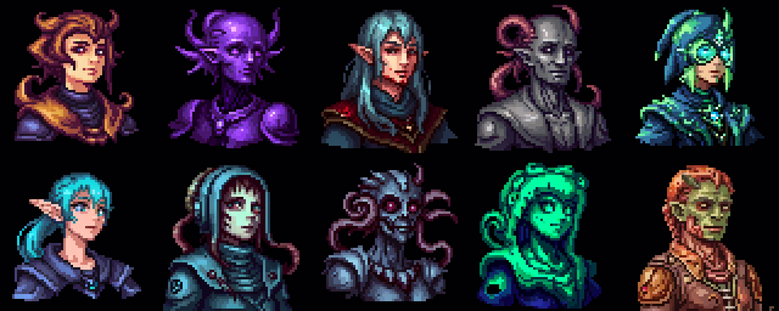 500 Fantasy Pixel Art Portraits: A World of Characters for Your Projects