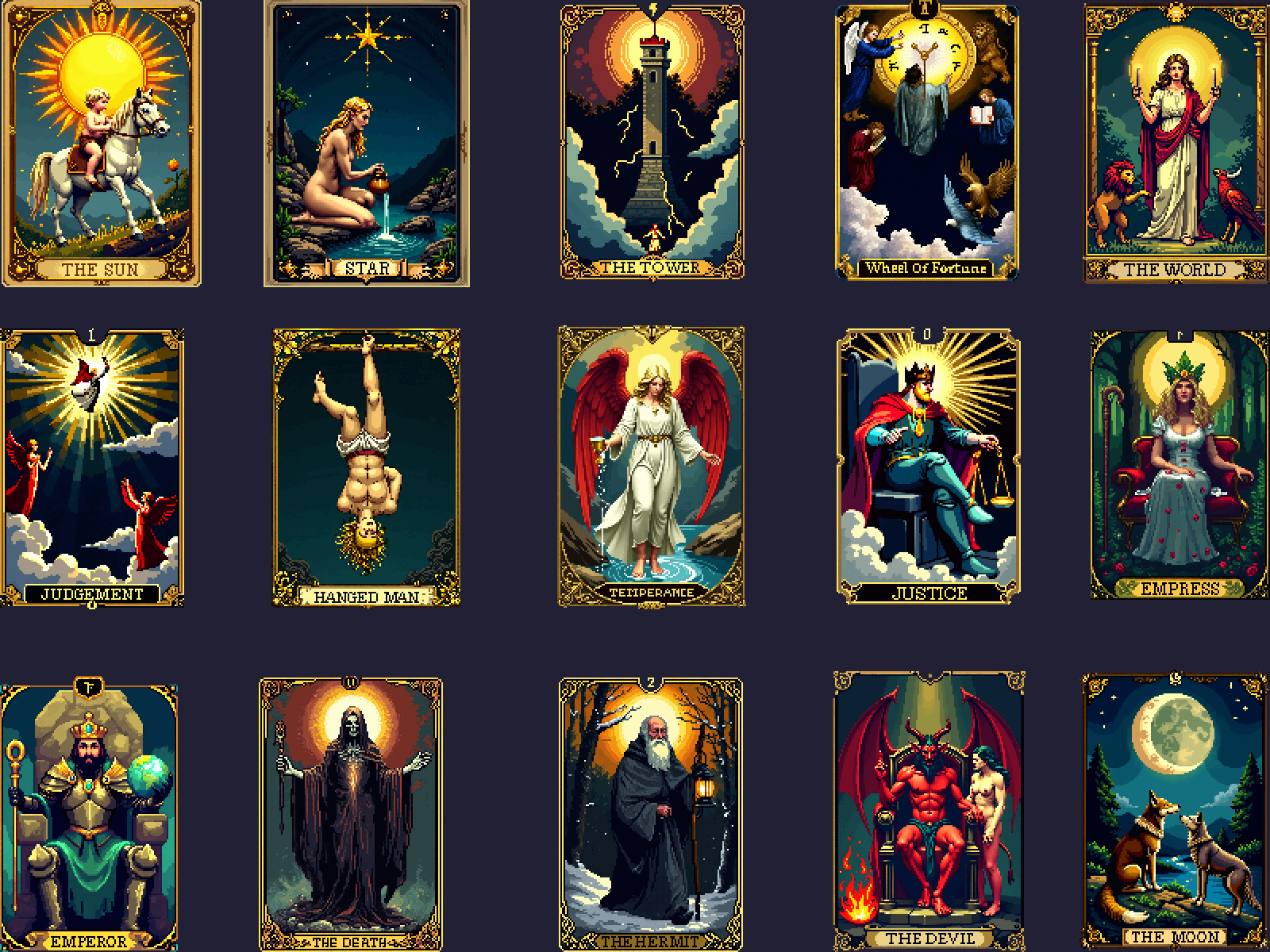 Pixel Tarot Deck - High Quality Pixelated Tarot Deck