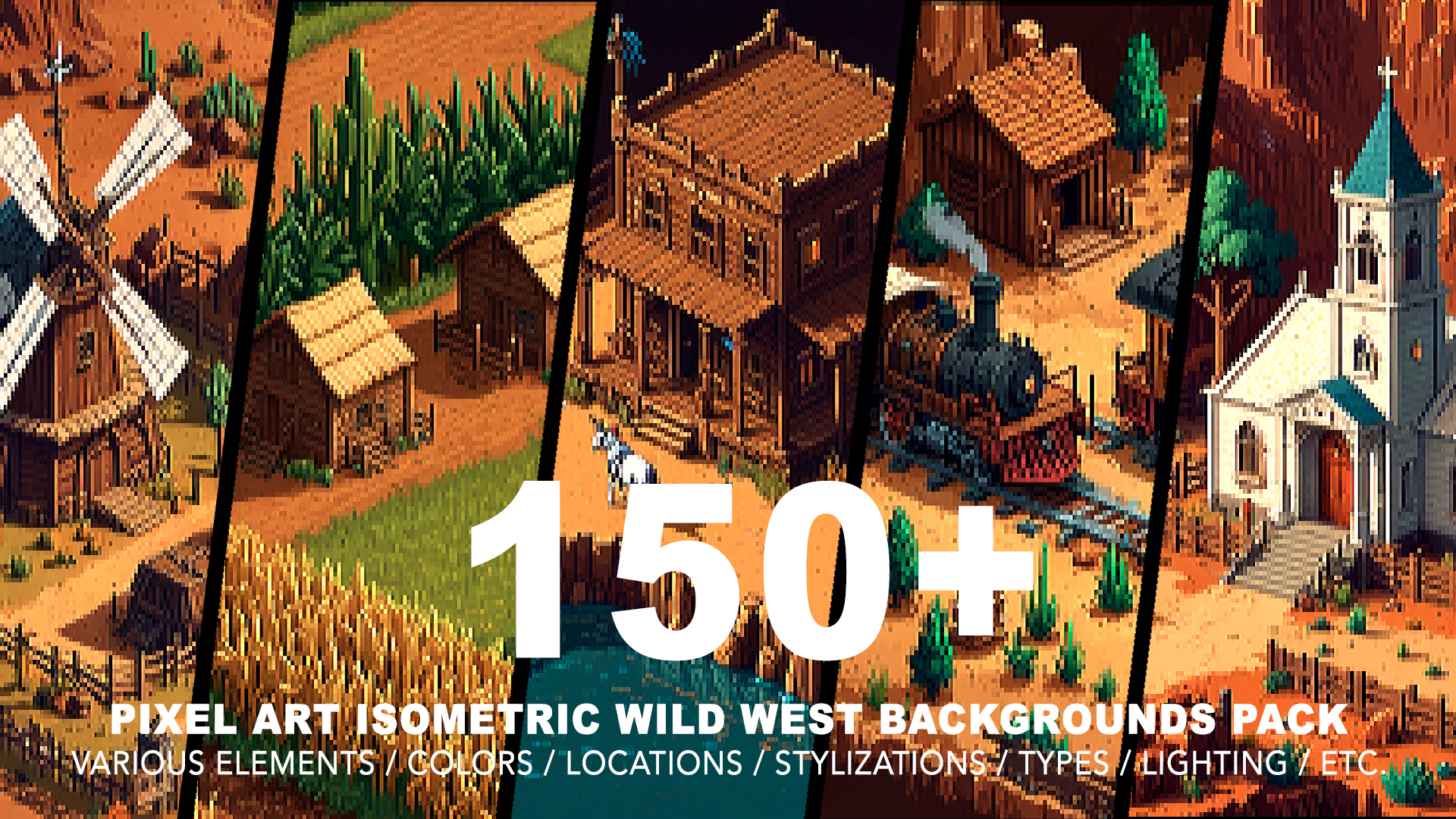 150+ WILD WEST ISOMETRIC BACKGROUNDS