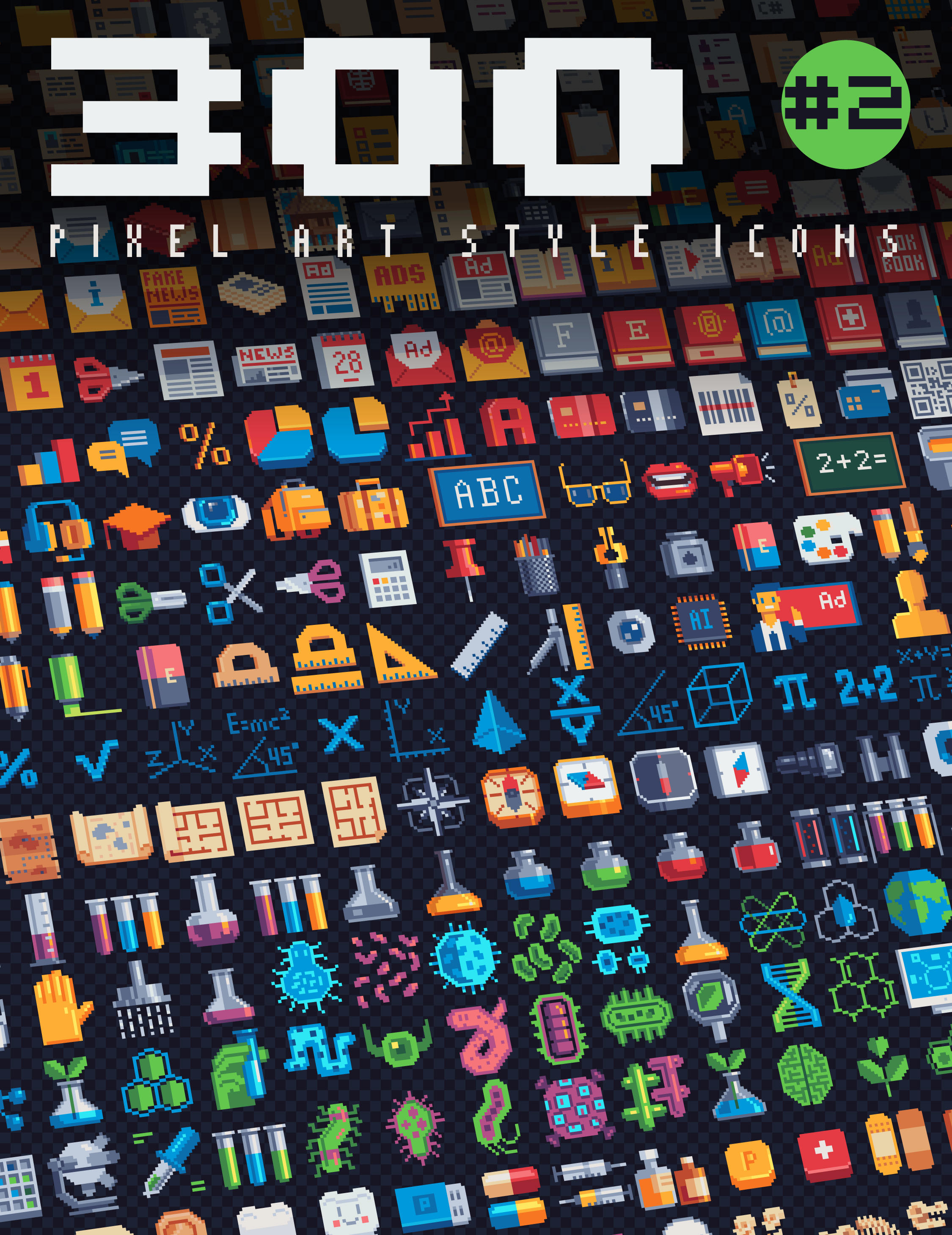 300 Pixel Art Style Icons #2