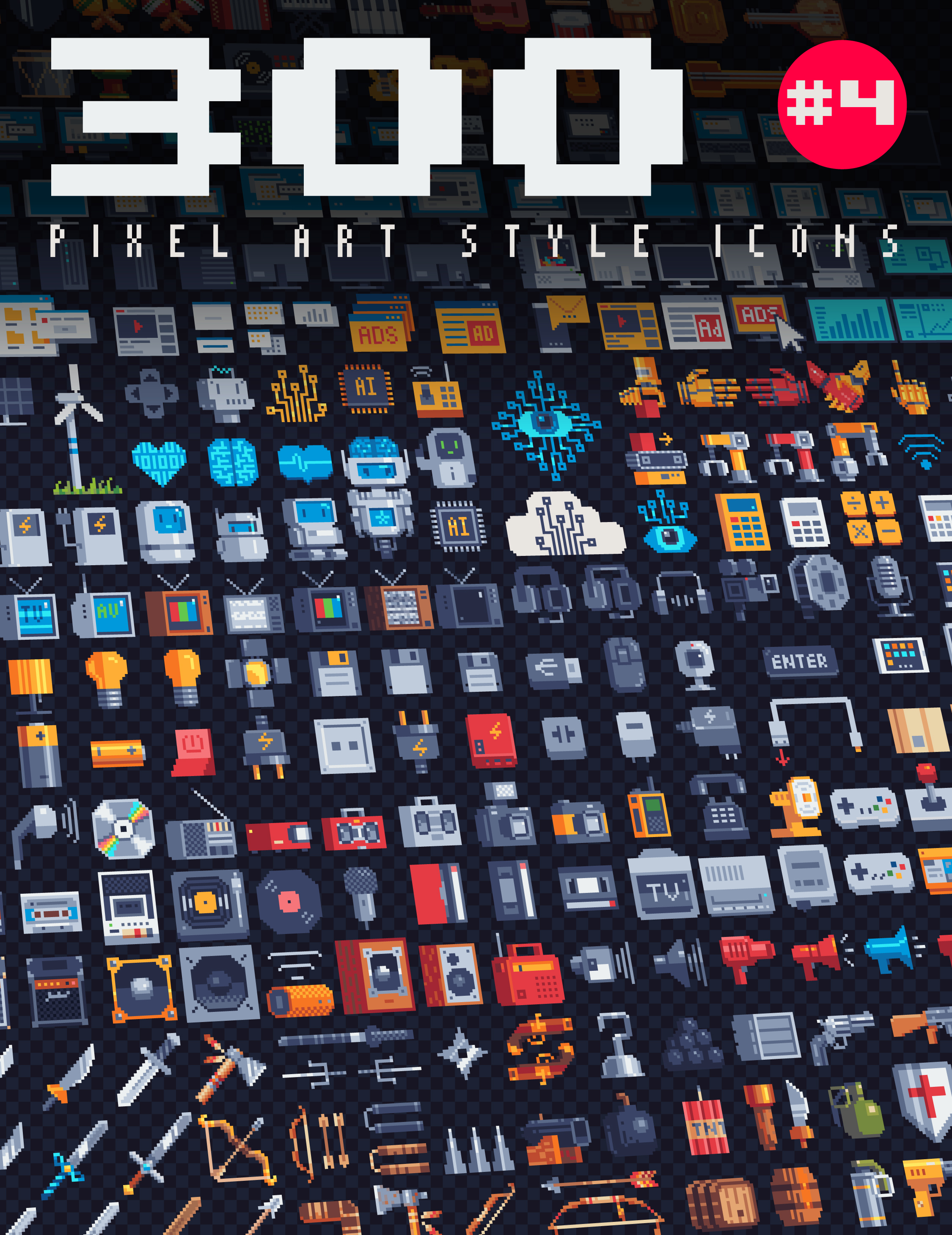 300 - Pixel Art Style Icons #4 by VectorPixelStar