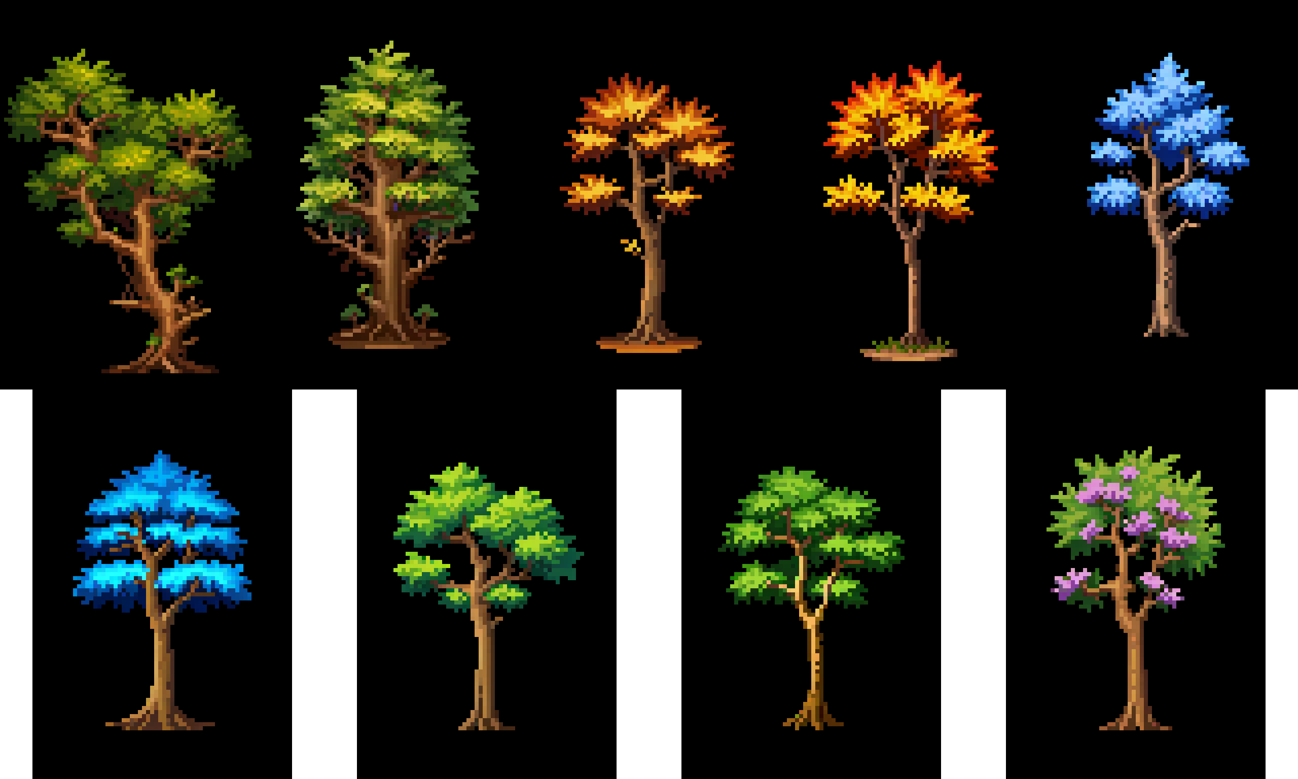 Pixel Art Tree Pack - 250 Different Trees