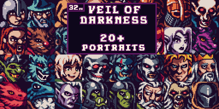 Veil Of Darkness - 20+ Pixel RPG Portraits