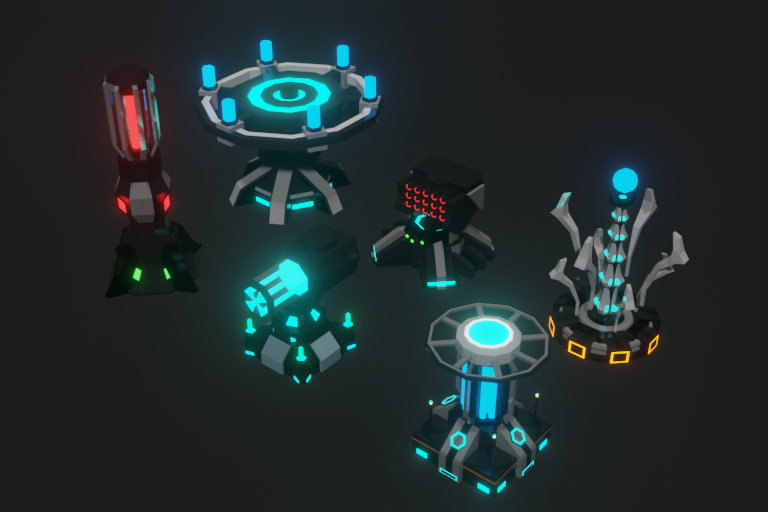 Low Poly TD Sci-Fi Towers CC0