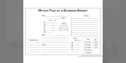 Cover image for Knight Sheet for Mythic Bastionland