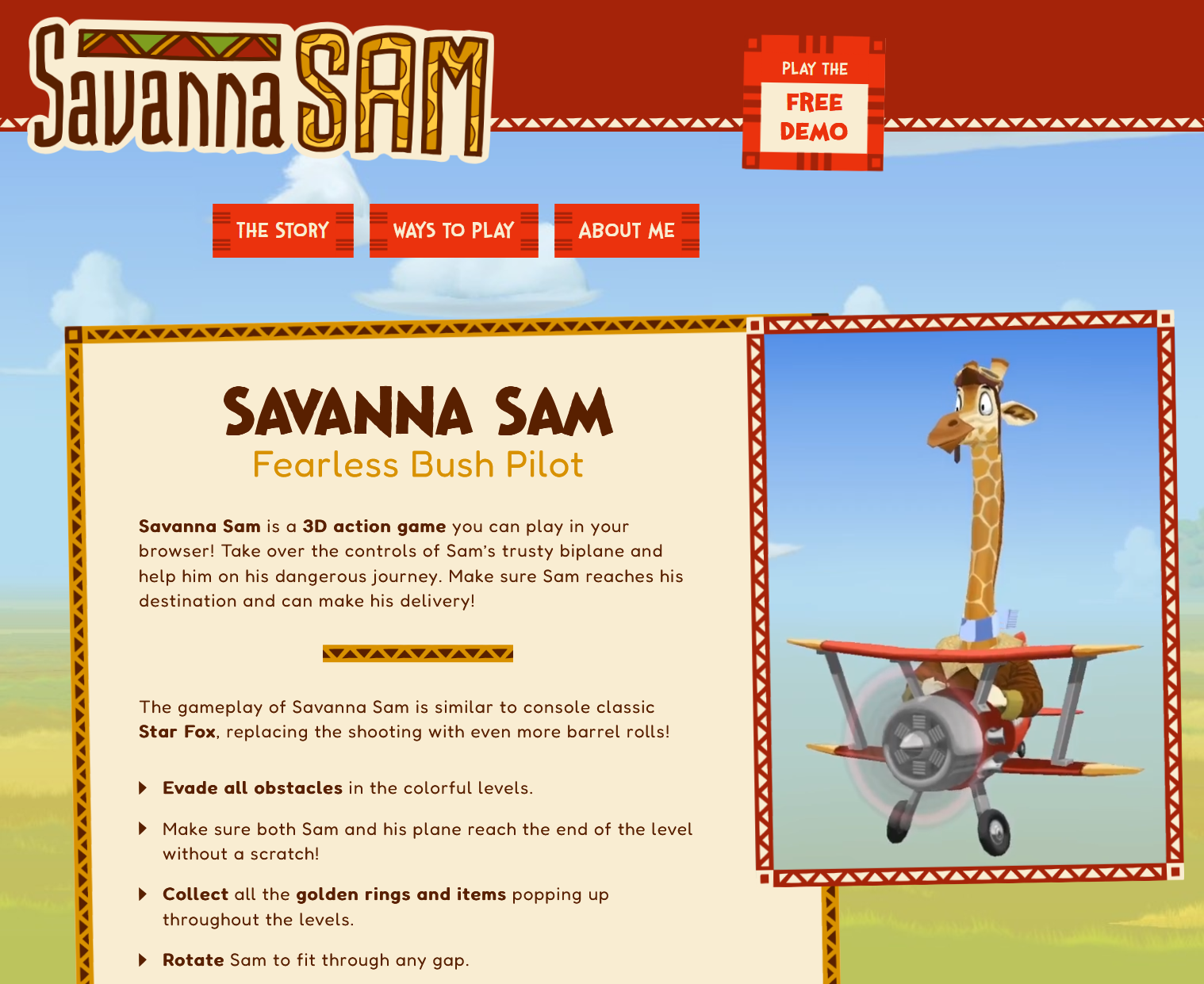 Preview for the Savanna Sam website