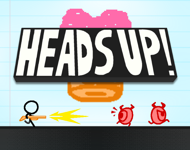 A pixelated digital art version of the Heads Up! game logo with a retro gaming aesthetic.