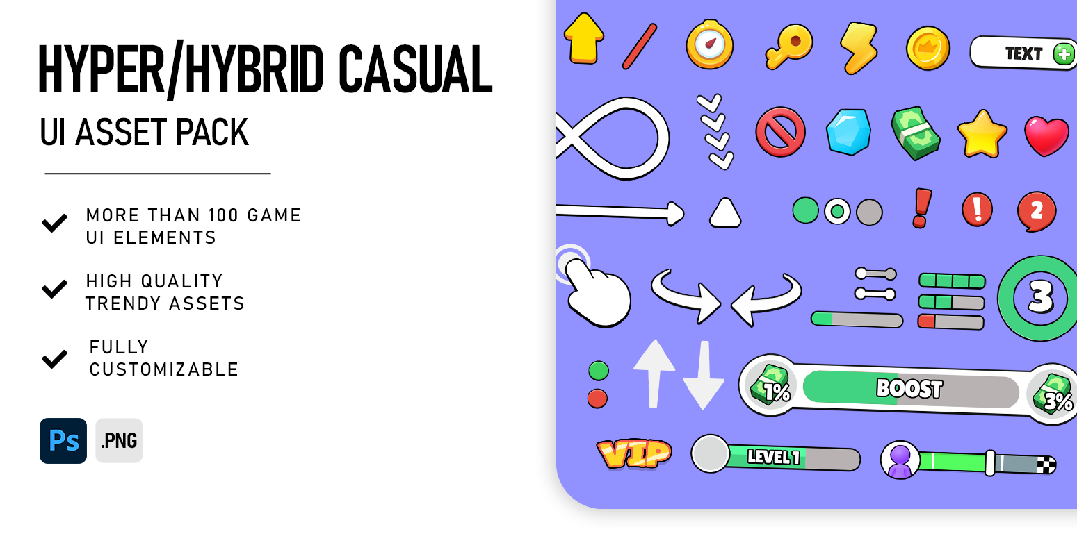 Hyper/Hybrid Casual UI Asset Pack