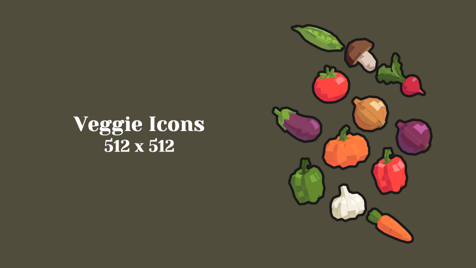 Low Poly Veggie Icons