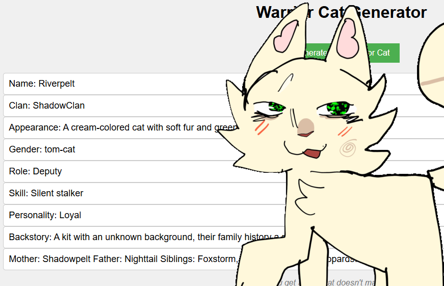 Warrior Cat Generator By Kamari700