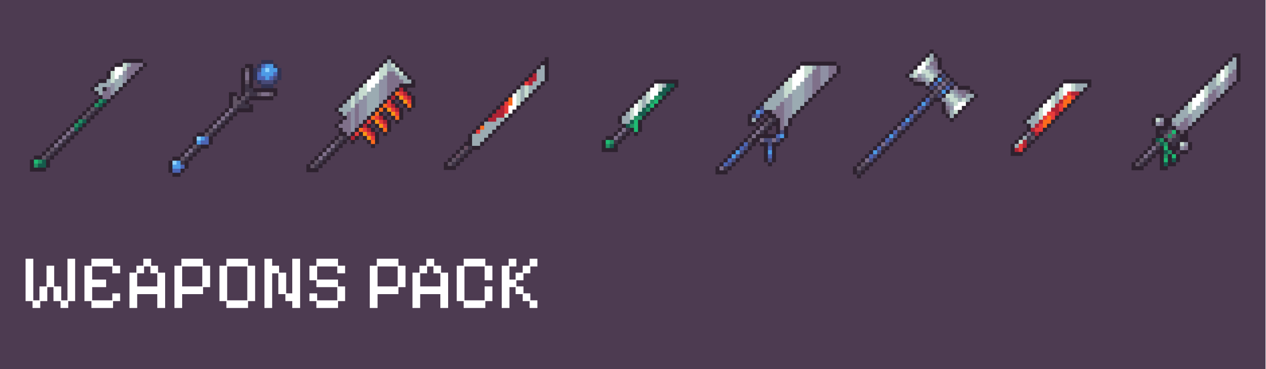 Pixel art weapons pack